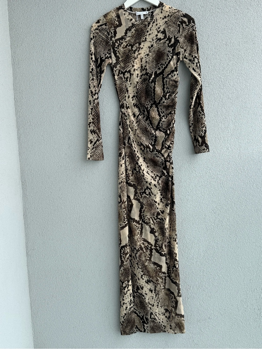 Stella McCartney Beige and Brown Snake-Print Long Sleeve Maxi Dress